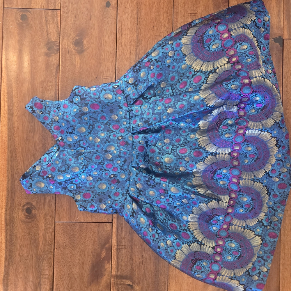 Vibrant Blue and Purple Patterned Dress
